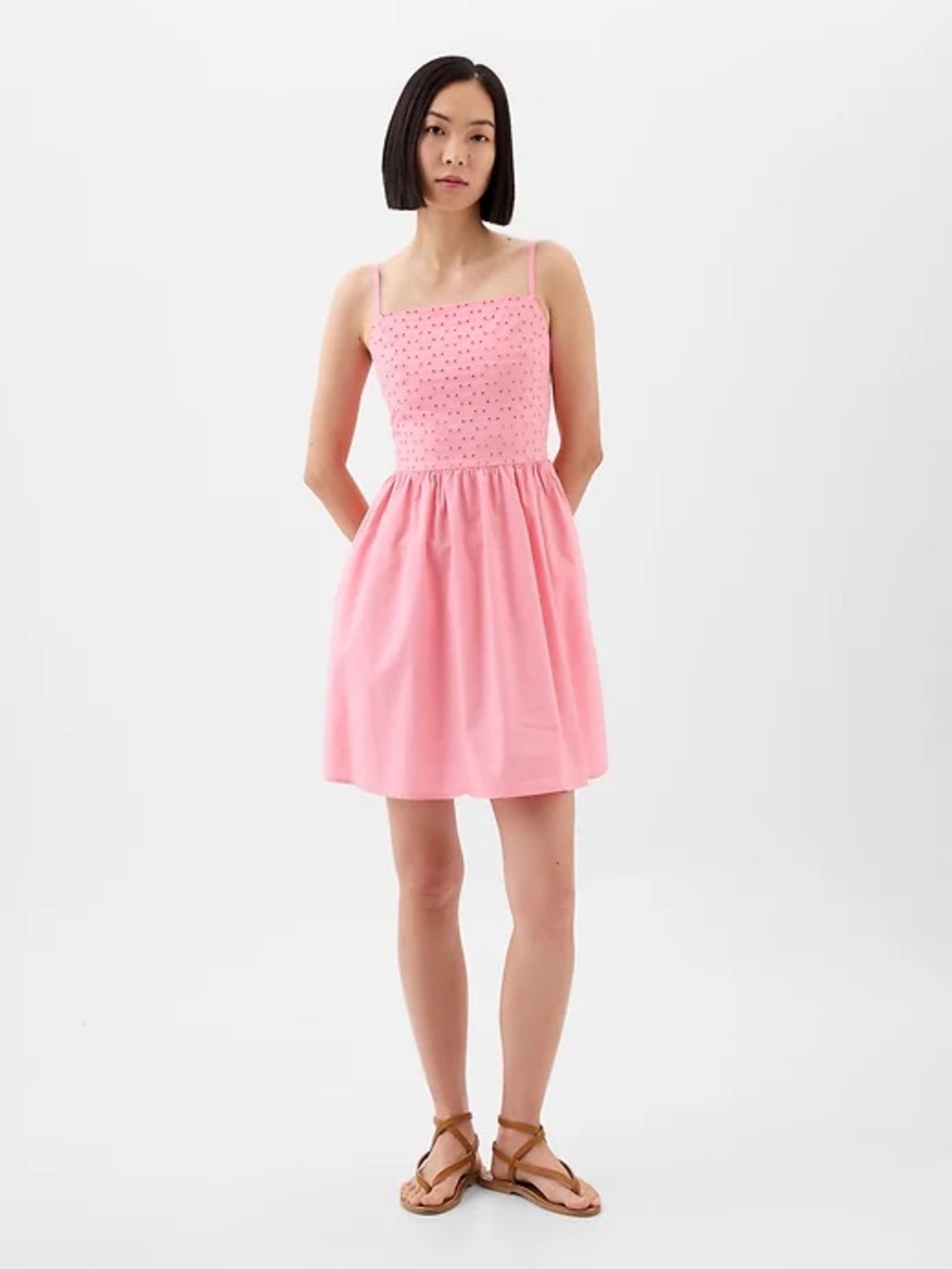 GAP Pink Eyelet Mini Sundress with Spaghetti Straps